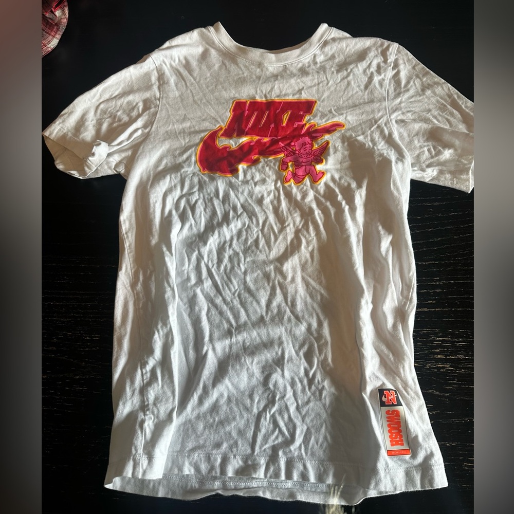 Nike White Tee with Vibrant Red Graphic